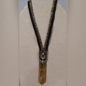 STELLA & DOT NILE NECKLACE NIB SAMPLE GOLD/BLACK